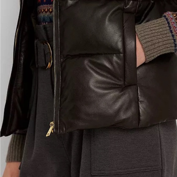Ralph Lauren Women's Quilted Leather Puffer Vest - Picture 3 of 10